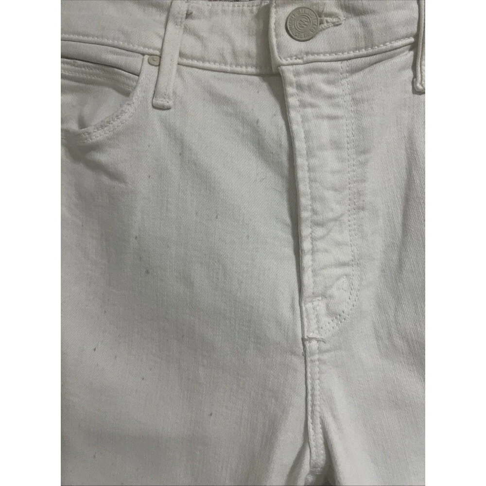 Mother Mid Rise Dazzler Ankle Fray In White Puff’s Size 29 - Picture 4 of 11
